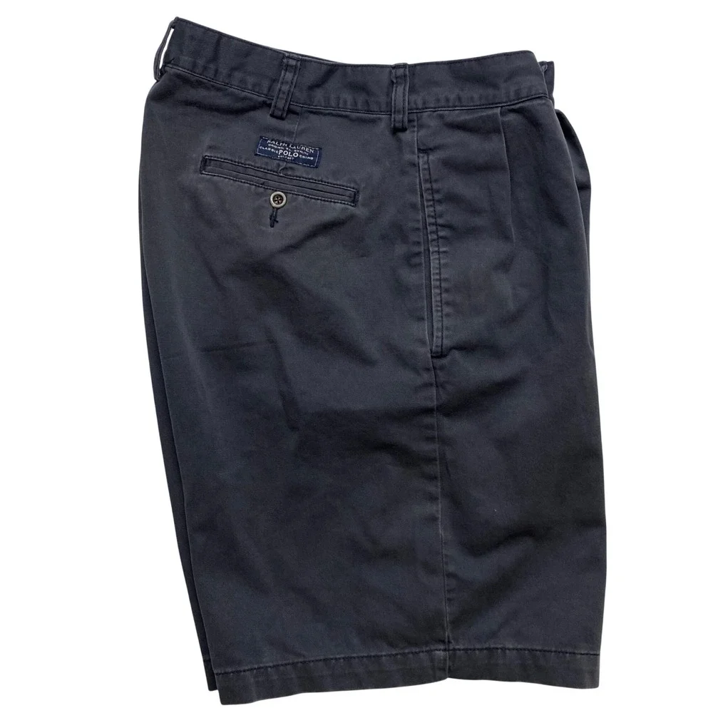 Polo Ralph Lauren‎ Tyler Short Mens Navy Pleated Classic Chino Shorts Cotton 35